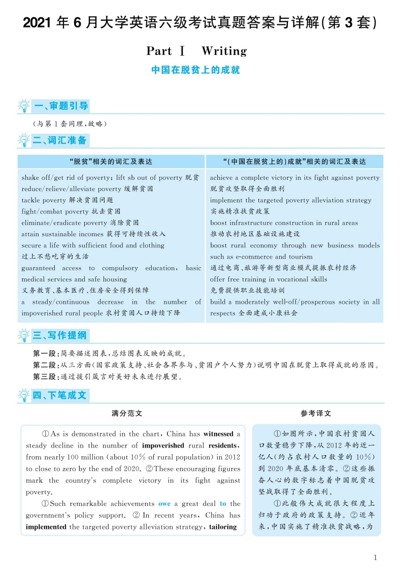 2021.06英语六级考试第3套解析